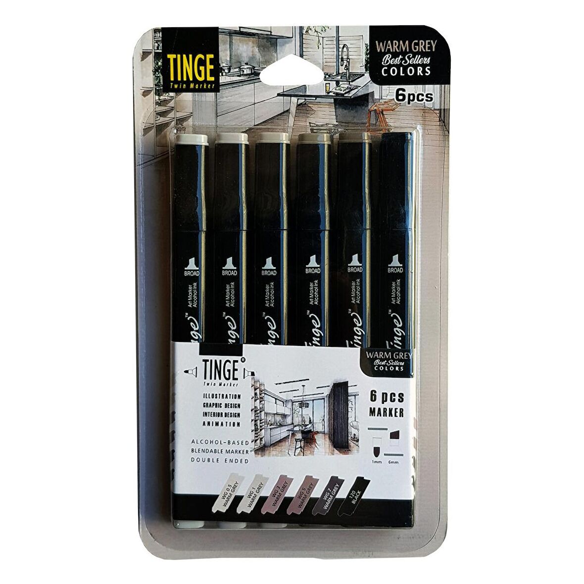 Tinge Marker 6'lı Warm Grey