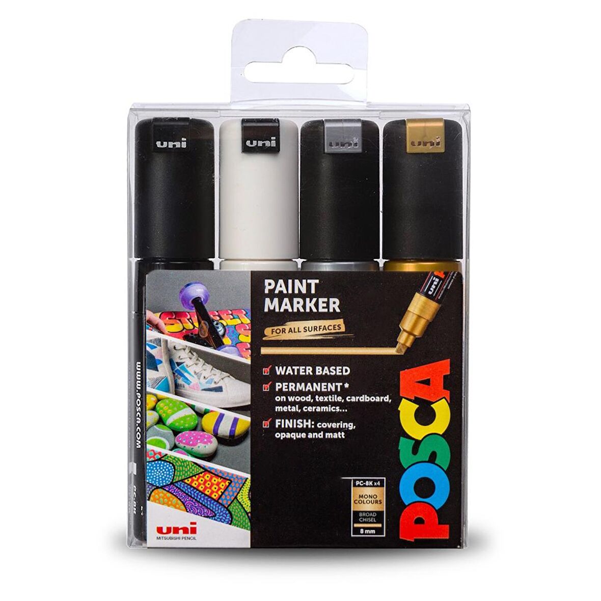 Uni Posca Marker Pc-8k (8mm) 4'lü Set