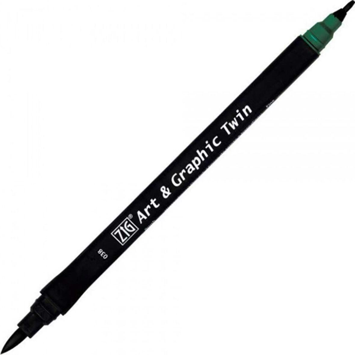 Zig Art & Graphic Twin TUT-80 Fırça Uçlu Marker Marine Green 038