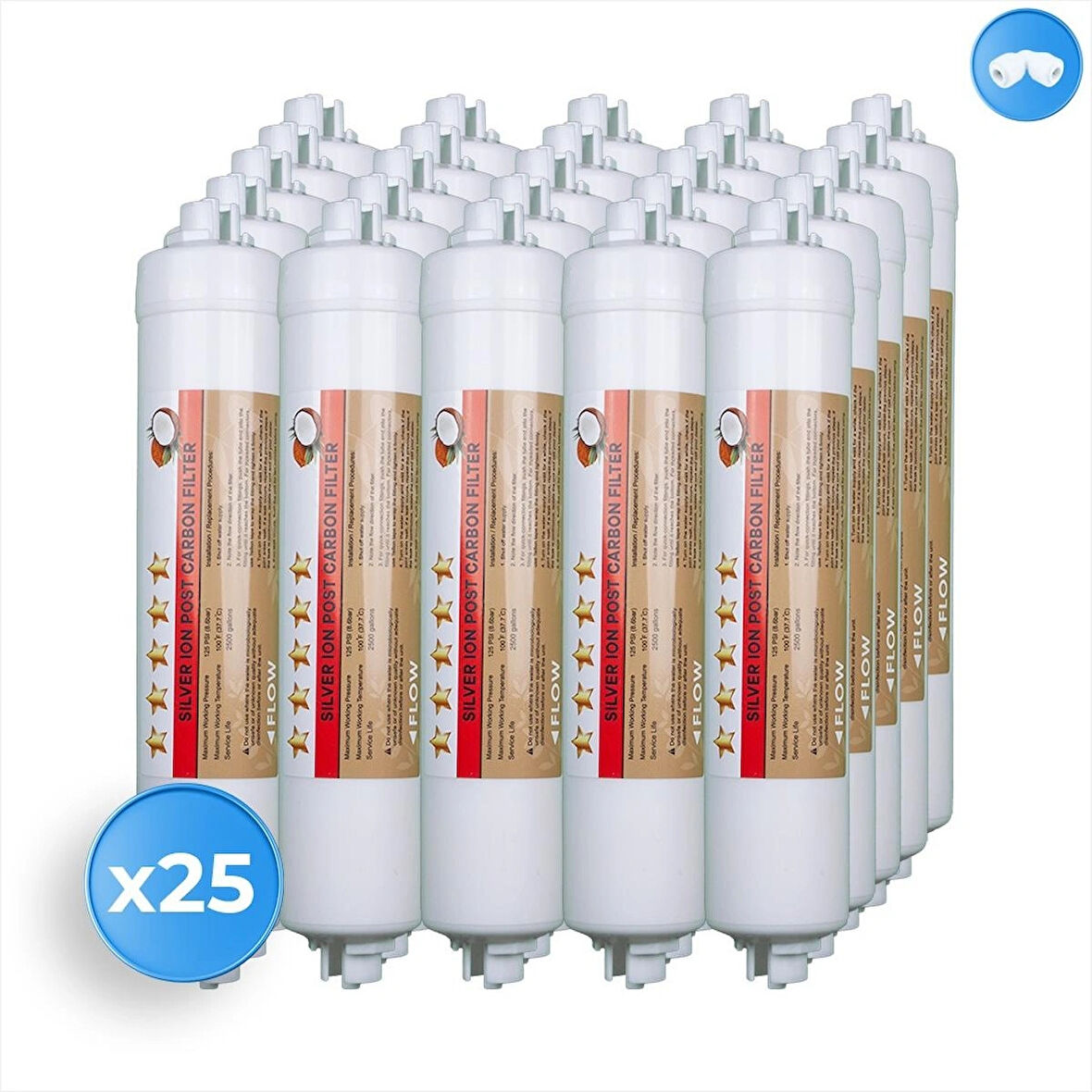 Su Arıtma Cihazı Coconut Gümüşlü 1200 Iodin Post Carbon Tatlandırıcı 25 Adet