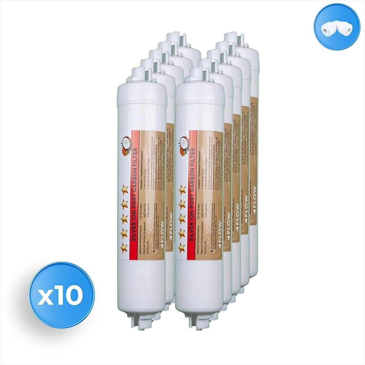 Su Arıtma Cihazı Coconut Gümüşlü 1200 Iodin Post Carbon Tatlandırıcı 10 Adet