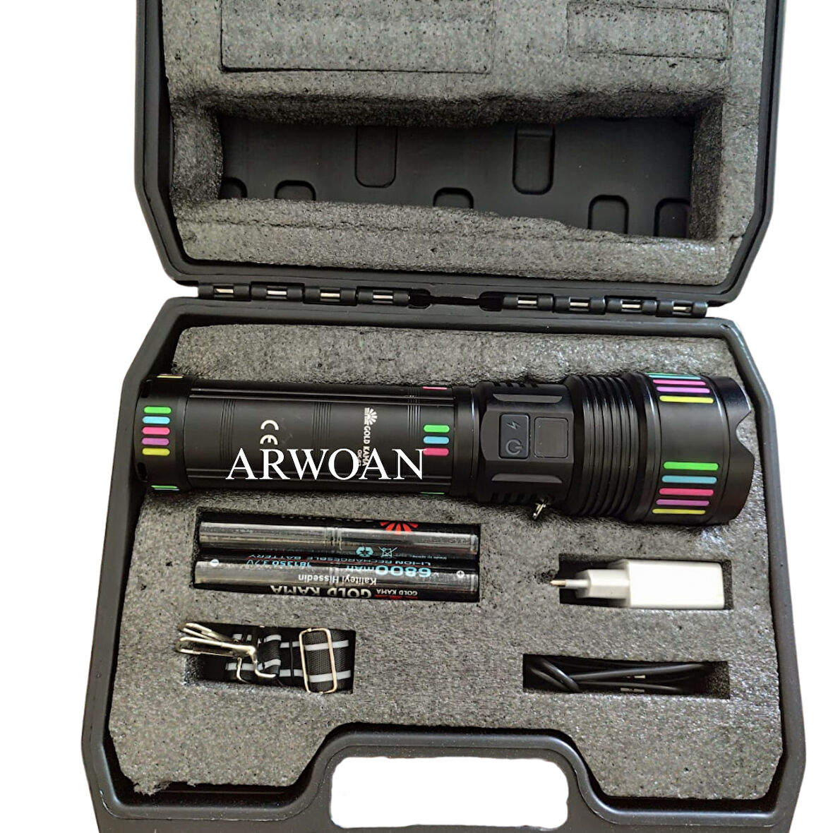 ARWOAN Şarjlı LED El Feneri Seti Zoomlu, Güçlü, Taşınabilir, USB Şarjlı, 5 Modlu Profesyonel El Feneri