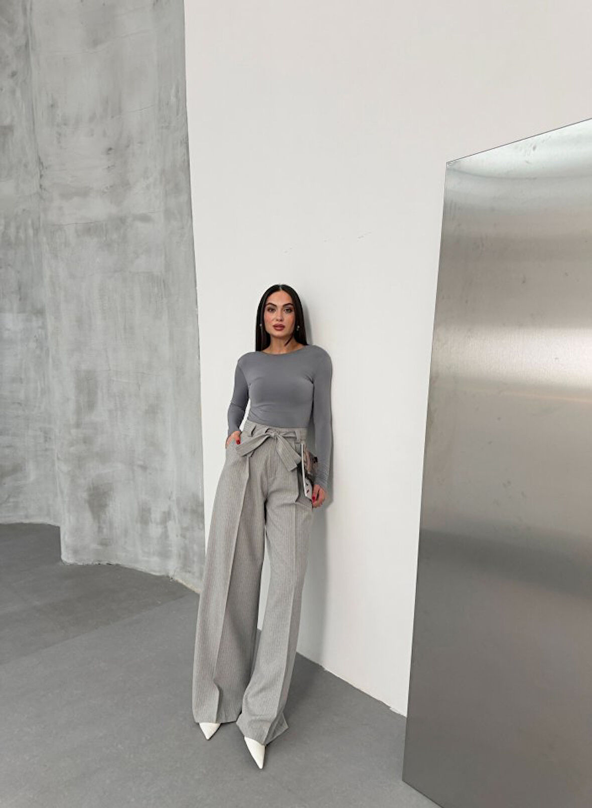 Sante Çi̇zgi̇li̇ Bel Kuşakli Palazzo Pantolon