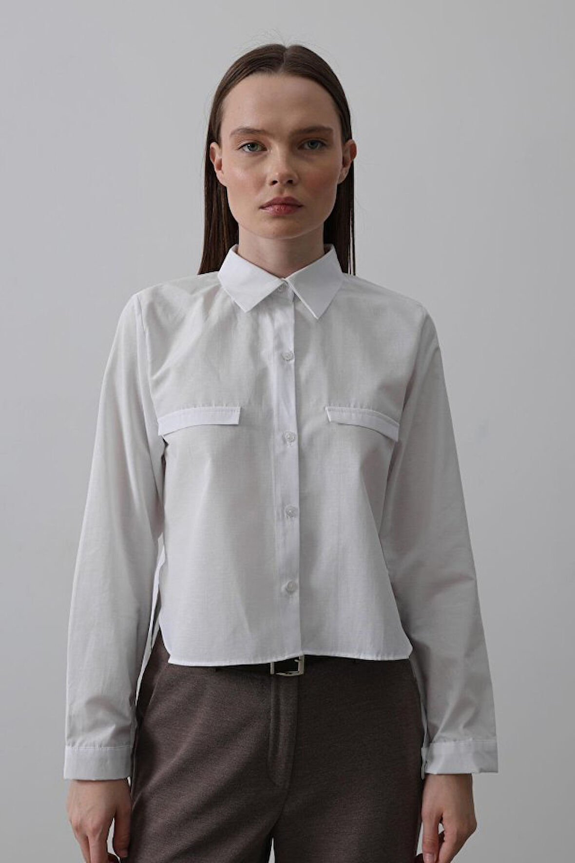 Cepli Uzun Kol Gömlek - Koyu Kahve