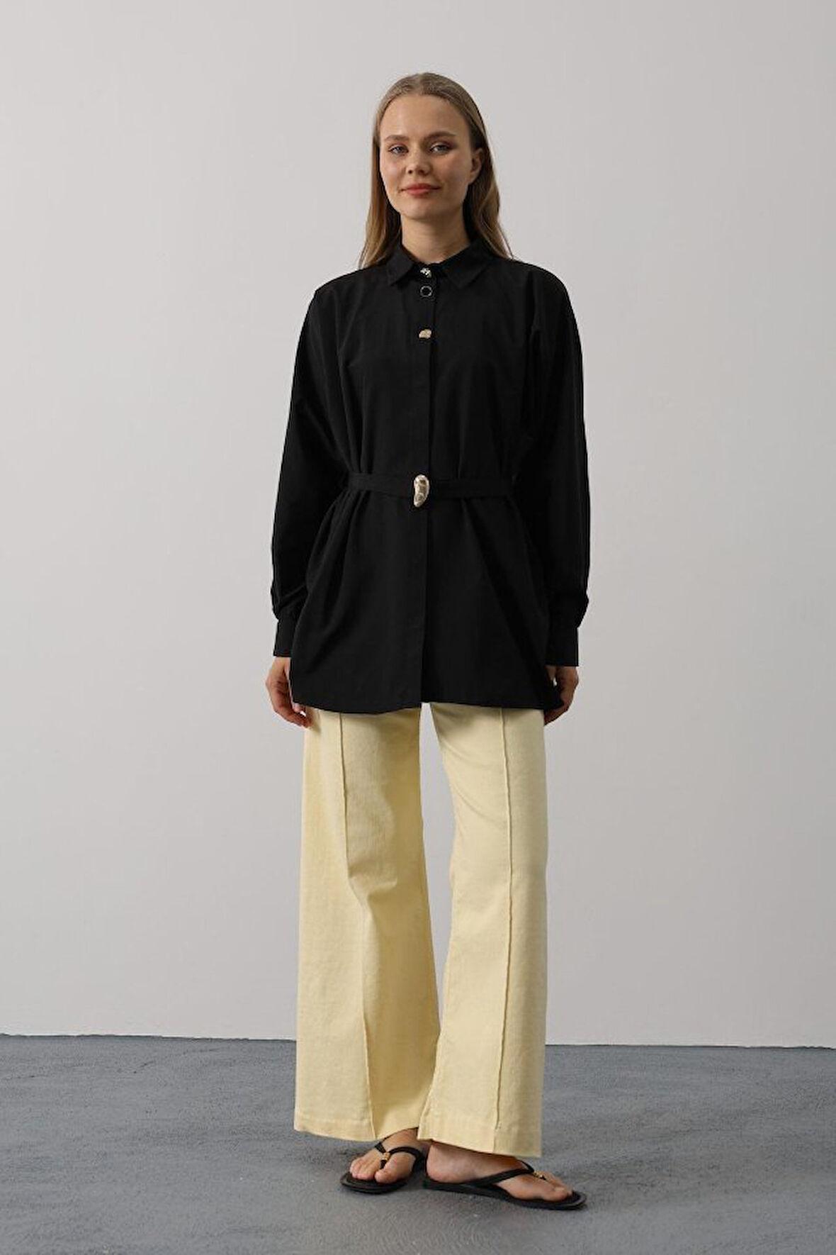 Kuşak Detaylı Tunik Gömlek - Haki