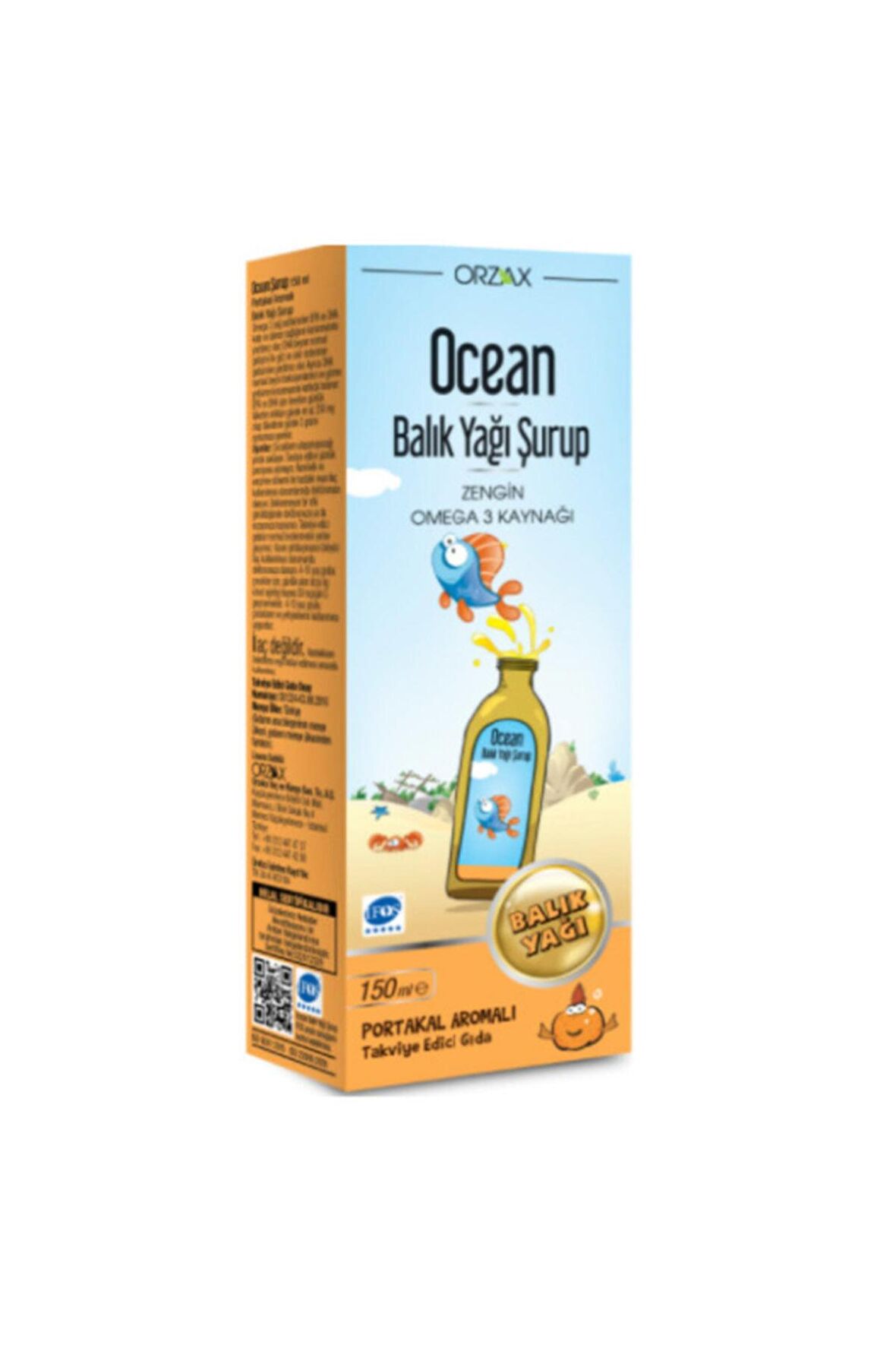 Ocean  150 ml Portakal Aromalı Balık Yağı Şurup