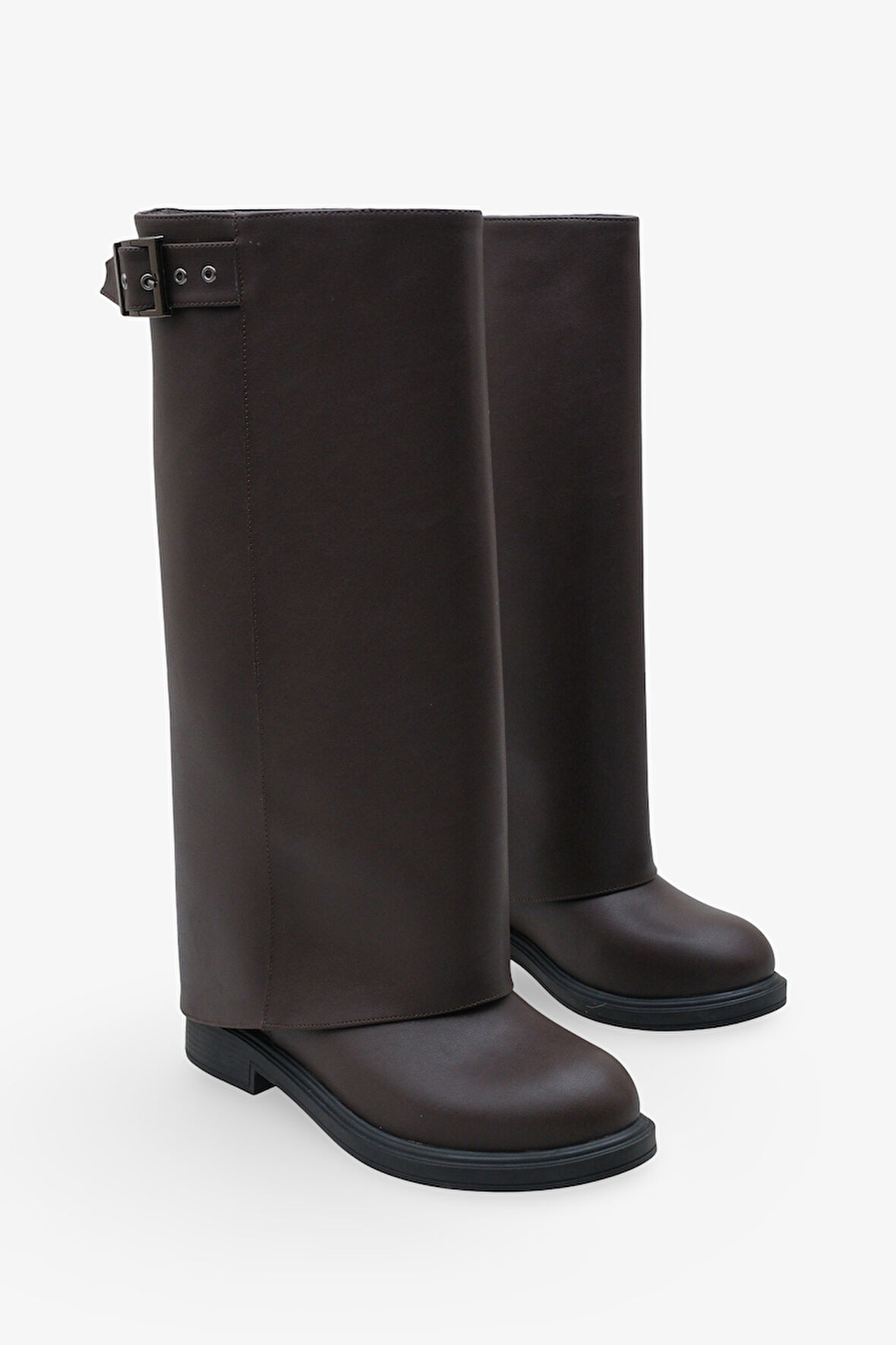 Kadın Diz Altı Kemer Tokalı günlük Çizme Sassari Kahve