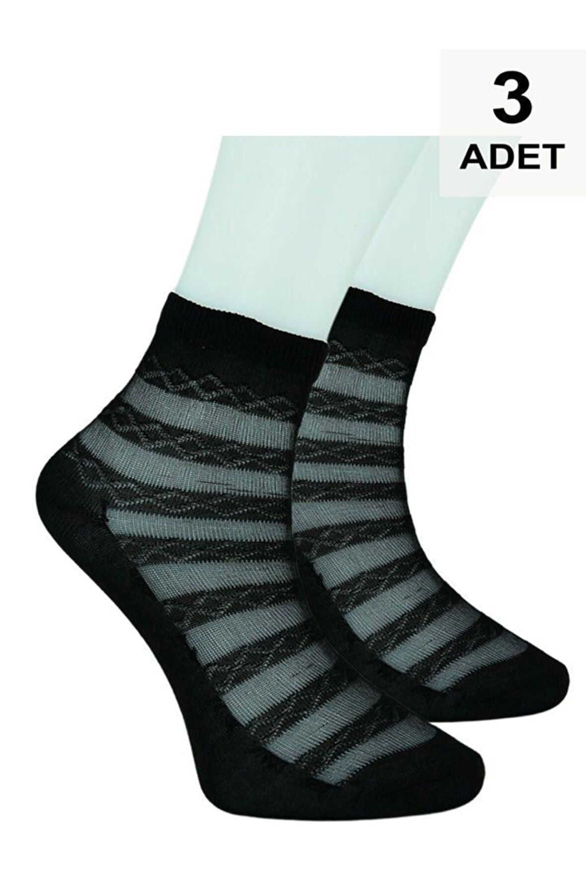 3 Adet Tül Patik Çorap - Siyah