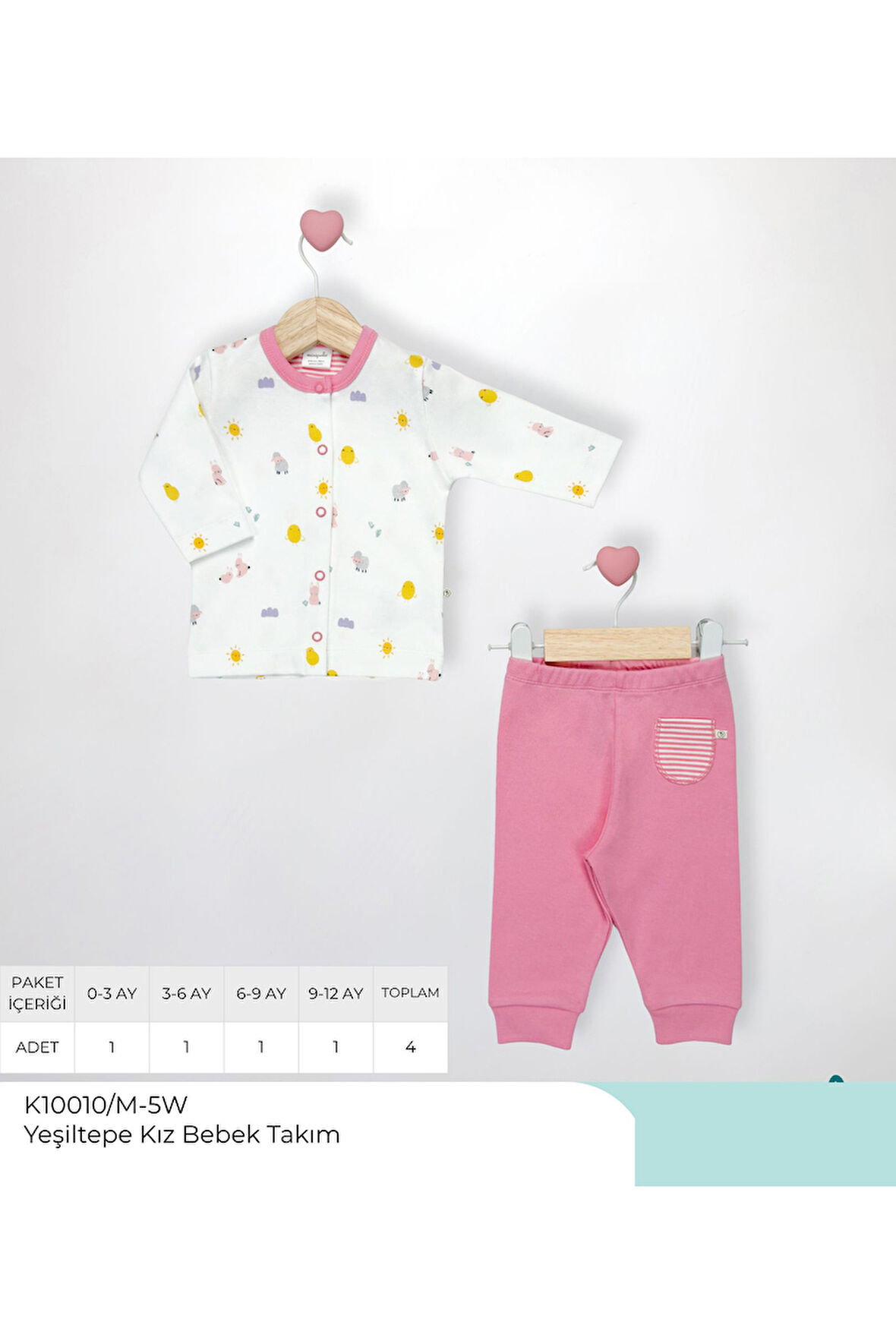 1'li Alt Üst Yeşil Tepe Kız Bebek seti