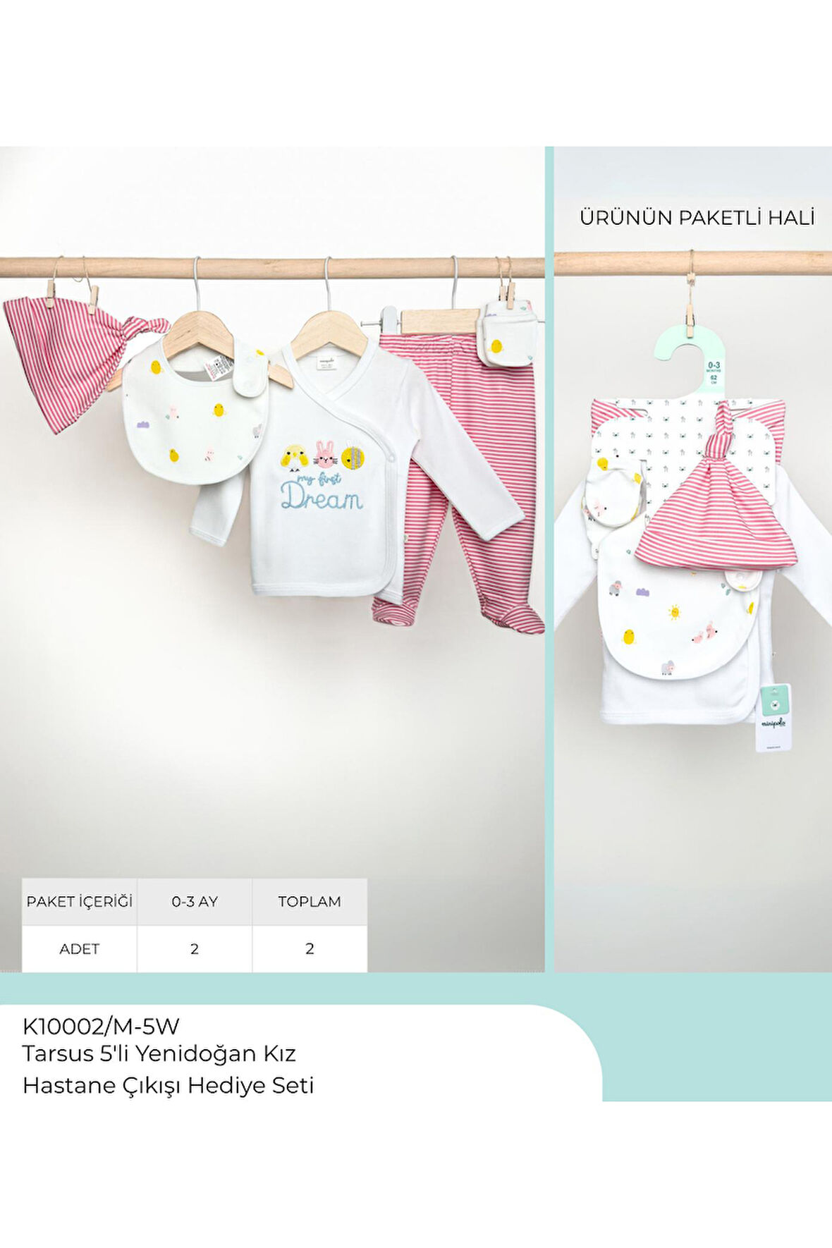 5'li Yeni Tarsus Yenidoğan Kız Bebek seti