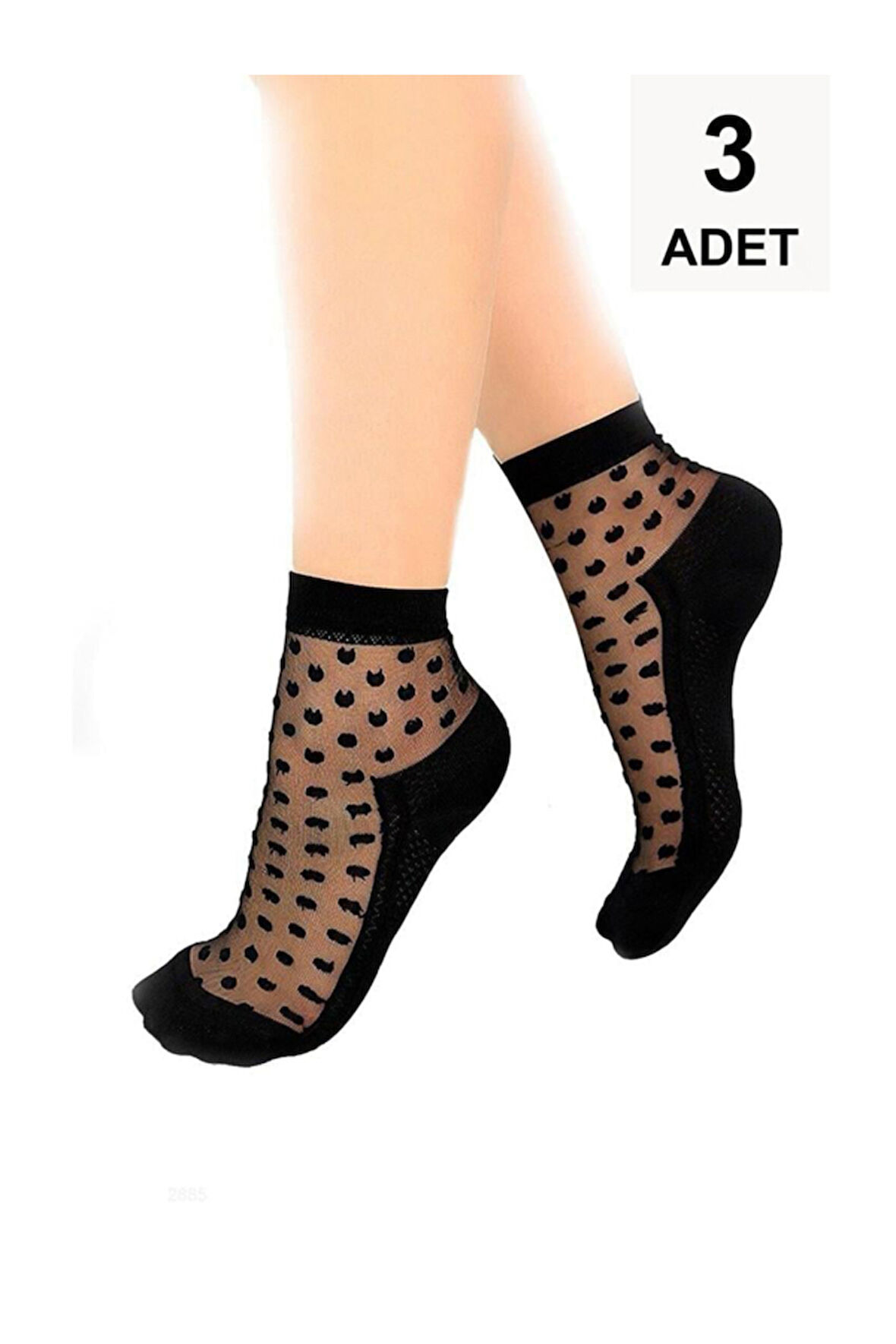 3 Adet Tül Patik Çorap - Siyah