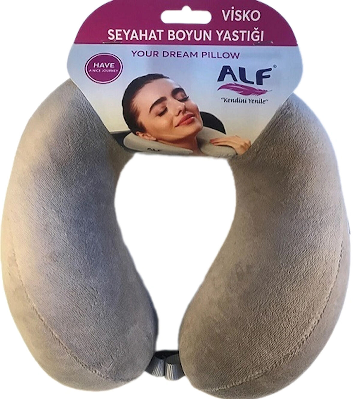 Alf Visko seyahat boyun yastığı   klipsli GRİ