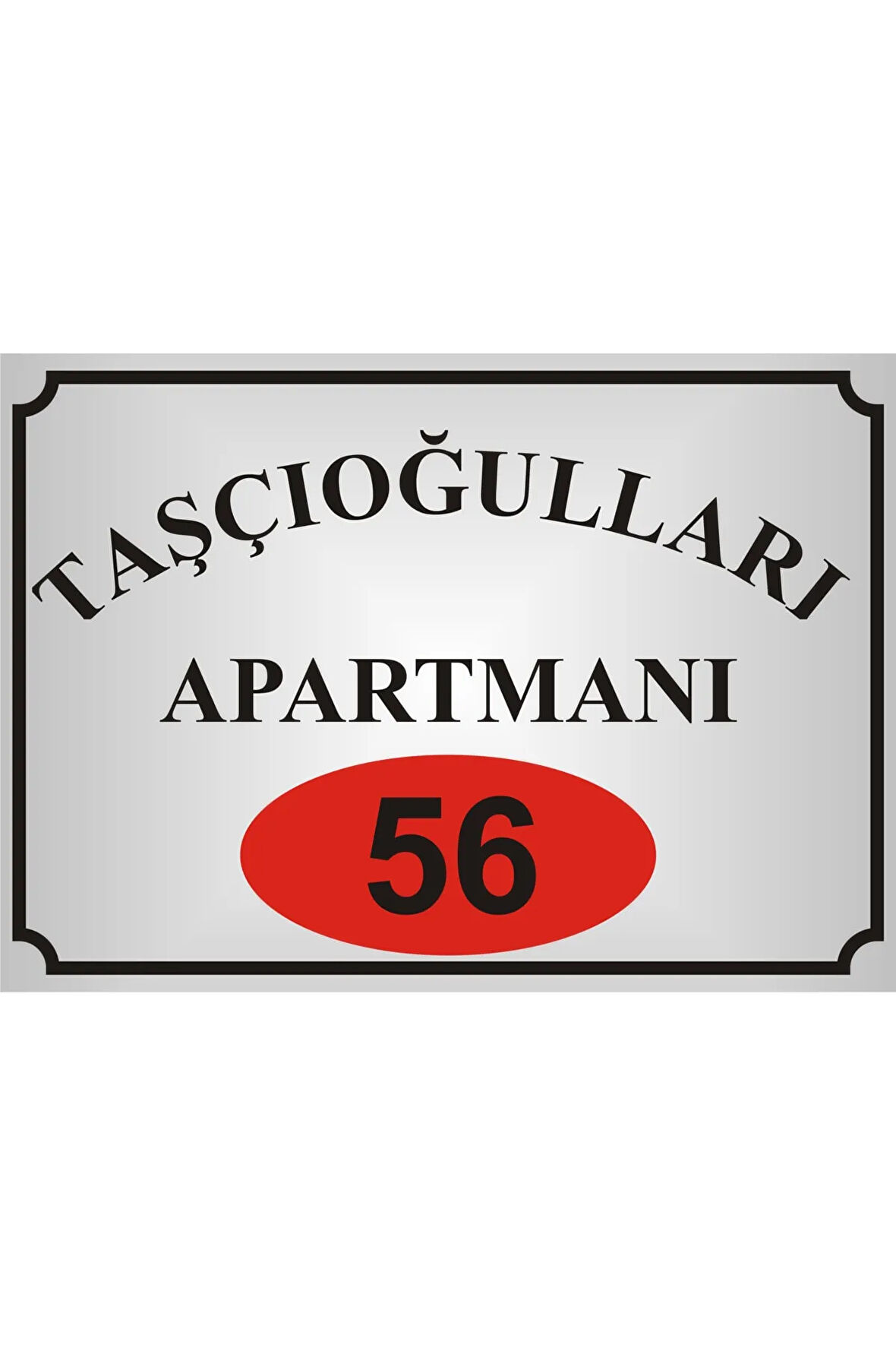 Apartman İsim Tabelası Aliminyum AYNALI Gümüş Metal Levha