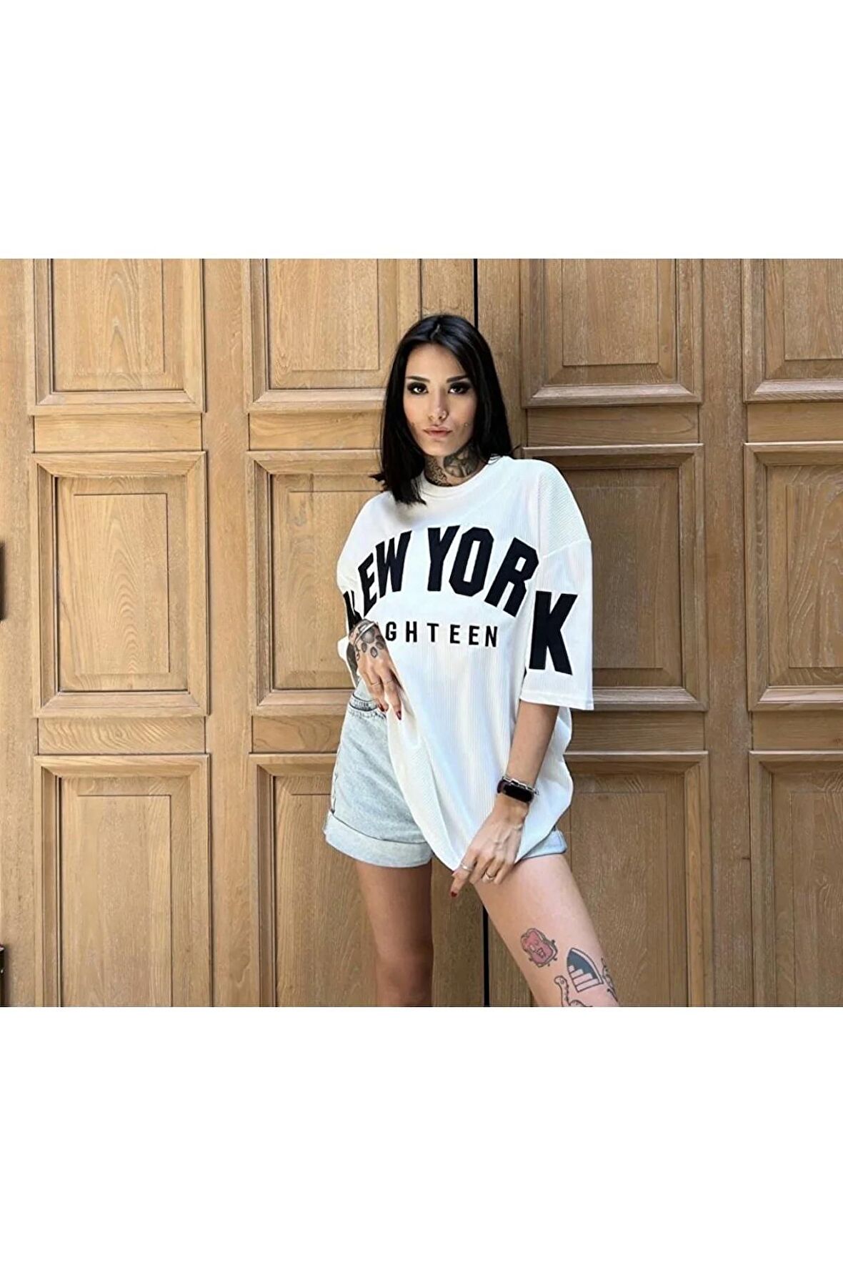 Unisex New York Fitilli Oversize Tshirt