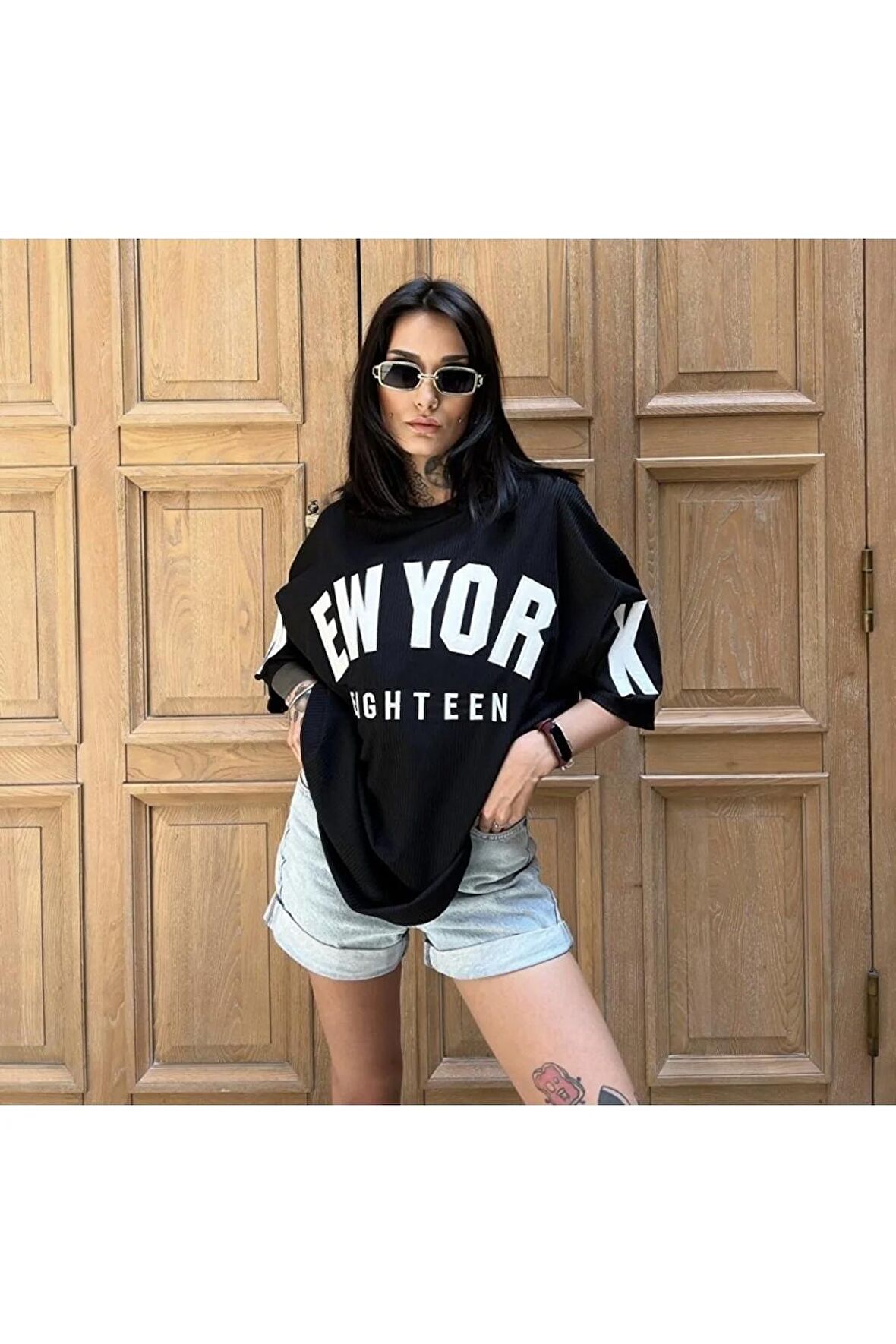 Unisex New York Fitilli Oversize Tshirt