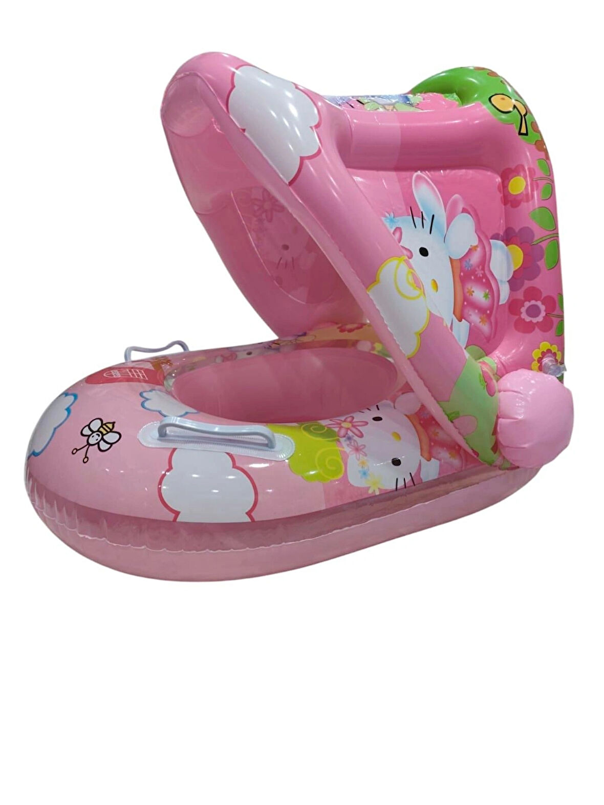 Sekk O Bebek Havuzu PEMBE Yaş 1-4 Yaş için Hello Kity Bebek Yüzme simidi Çıkartmalı Takmalı Deniz Simidi