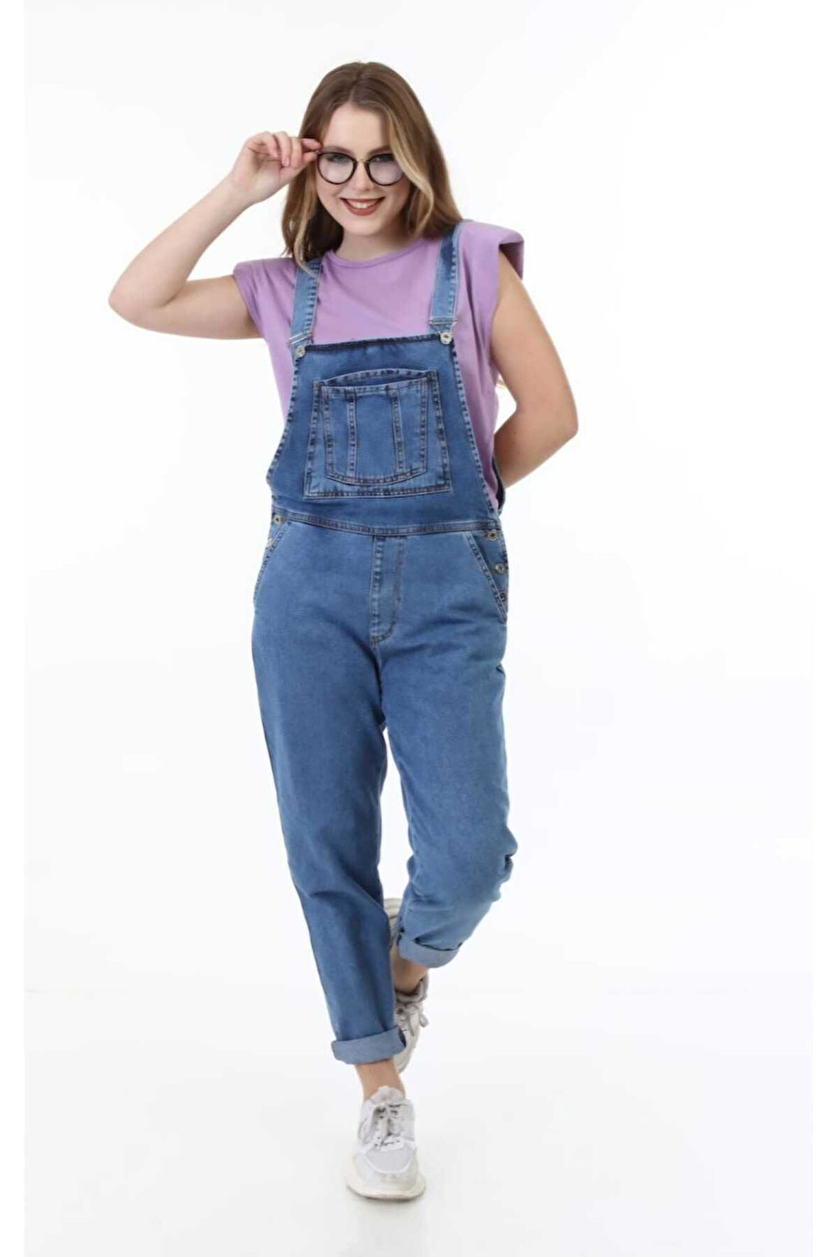 Kadın Askılı Denim Kot Tulum