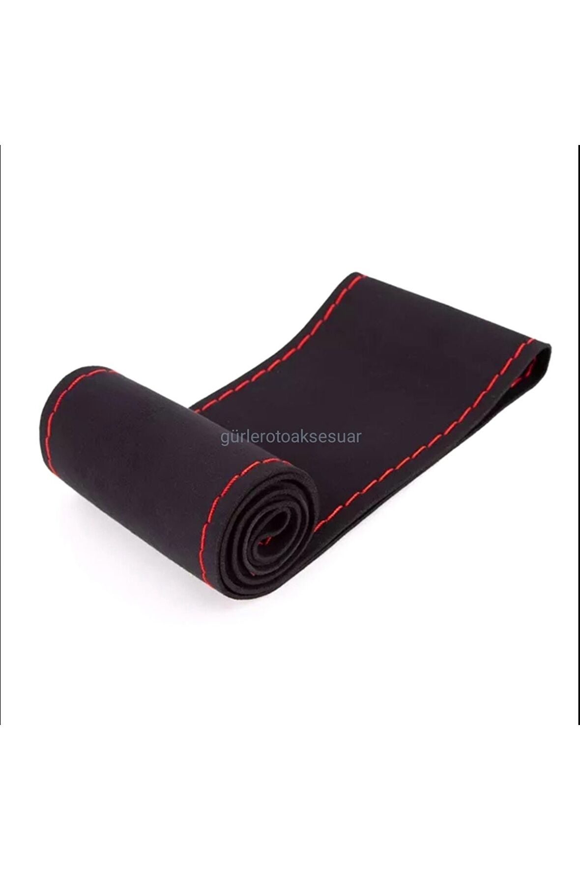 Universal Uyumlu Kamyon Tır Dikmeli Direksiyon Kılıfı Nubuk Alkantara Kırmızı Ipli 45×10.5cm