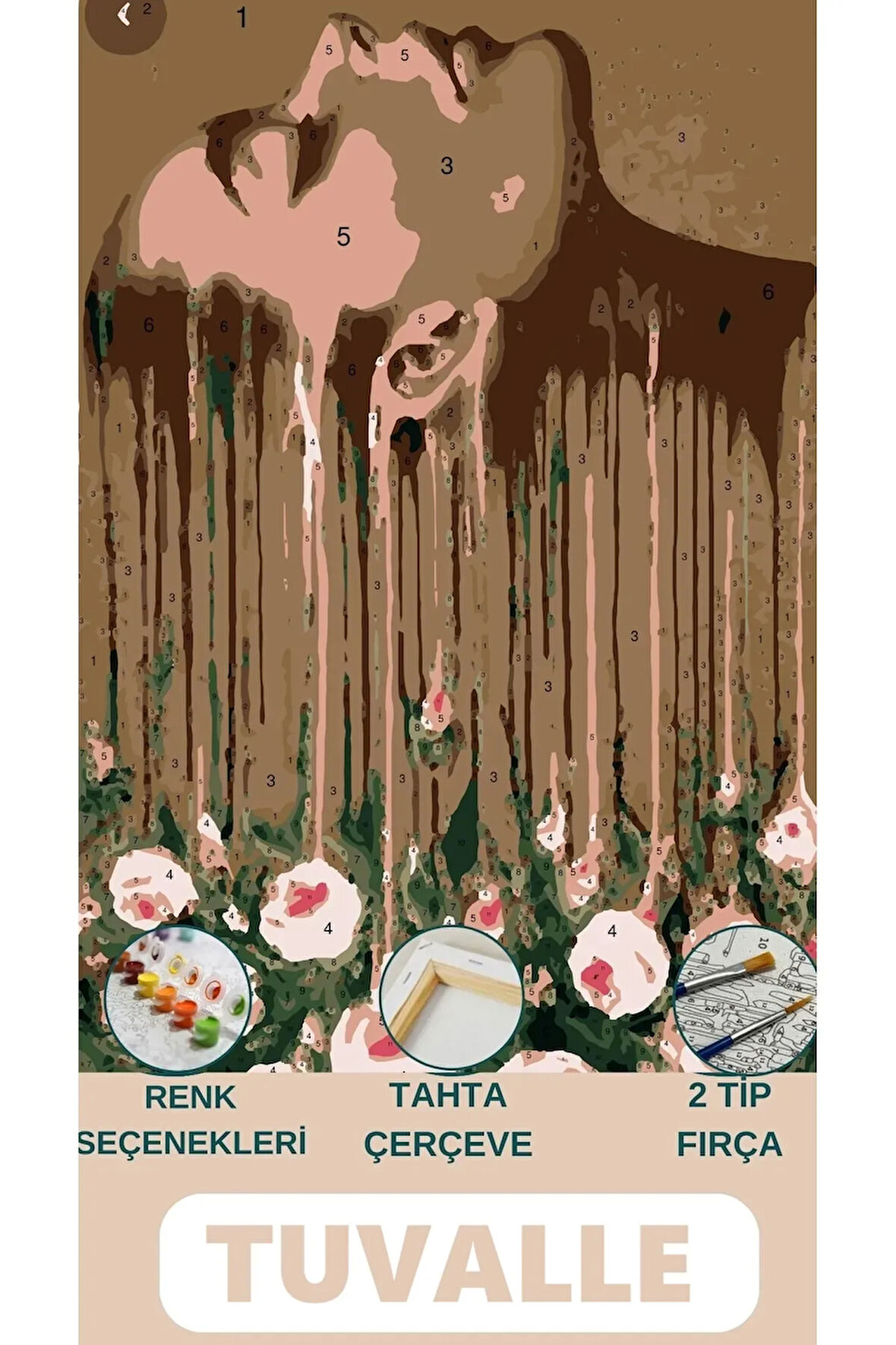 Aşk İçinde Erirken Sayılarla Boyama Seti, Hobi Seti, 40X50 Tablo, Fırça Boya Asma Aparatı Dahil,