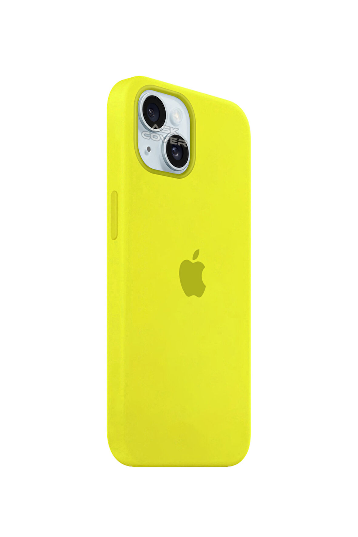 Ask Cover Apple iPhone 15 Plus için MagSafe Özellikli Silikon Kılıf Lansman Logolu Kılıf - Sarı