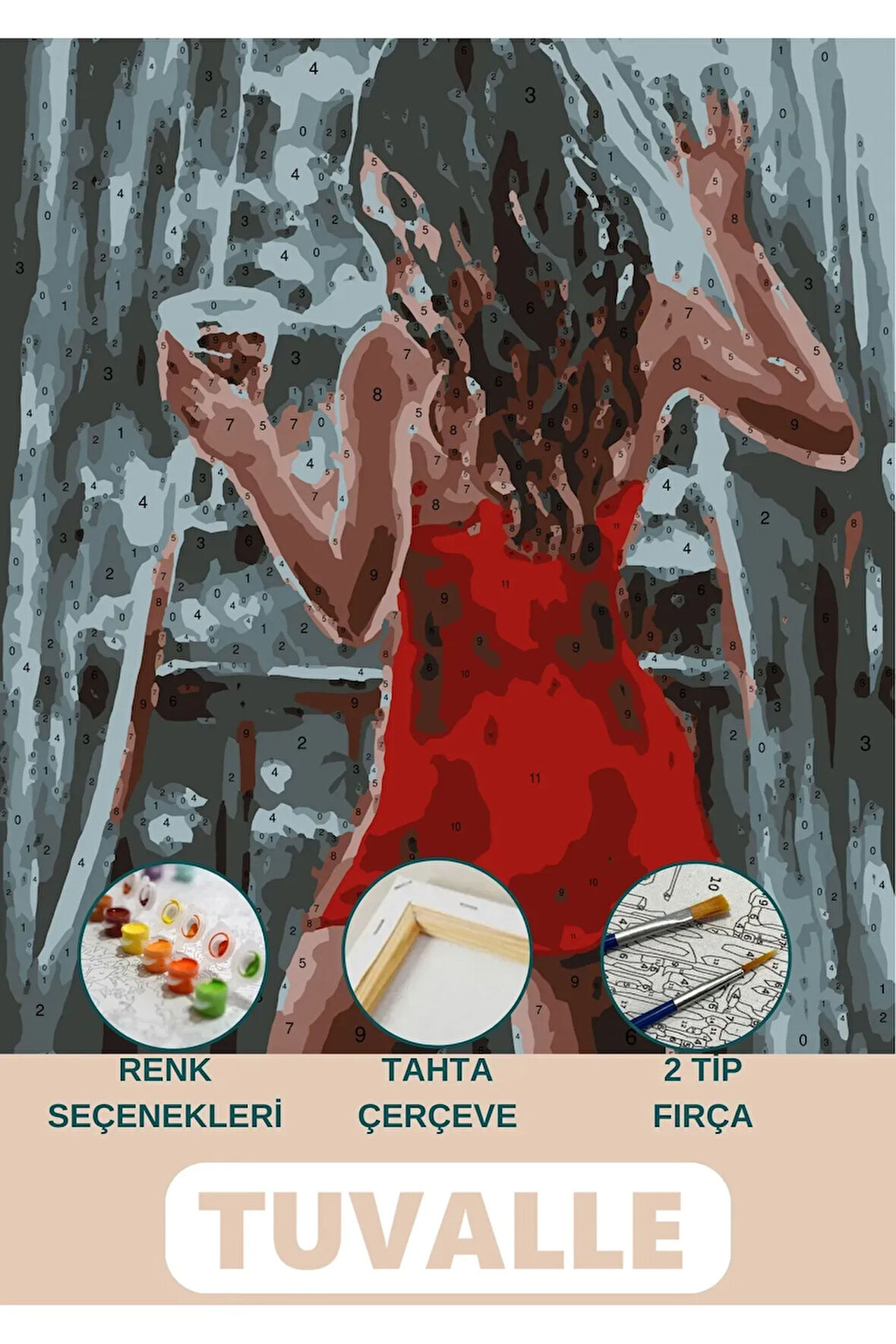 Aşkın Tablosu Kadın Sayılarla Boyama Seti, Hobi Seti, 40X50 Tablo, Fırça Boya Asma Aparatı Dahil,