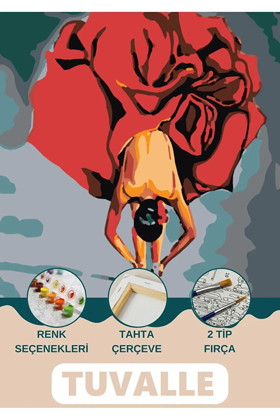 Aşkın Yükü Sayılarla Boyama Seti, Hobi Seti, 40X50 Tablo, Fırça Boya Asma Aparatı Dahil, Kadın