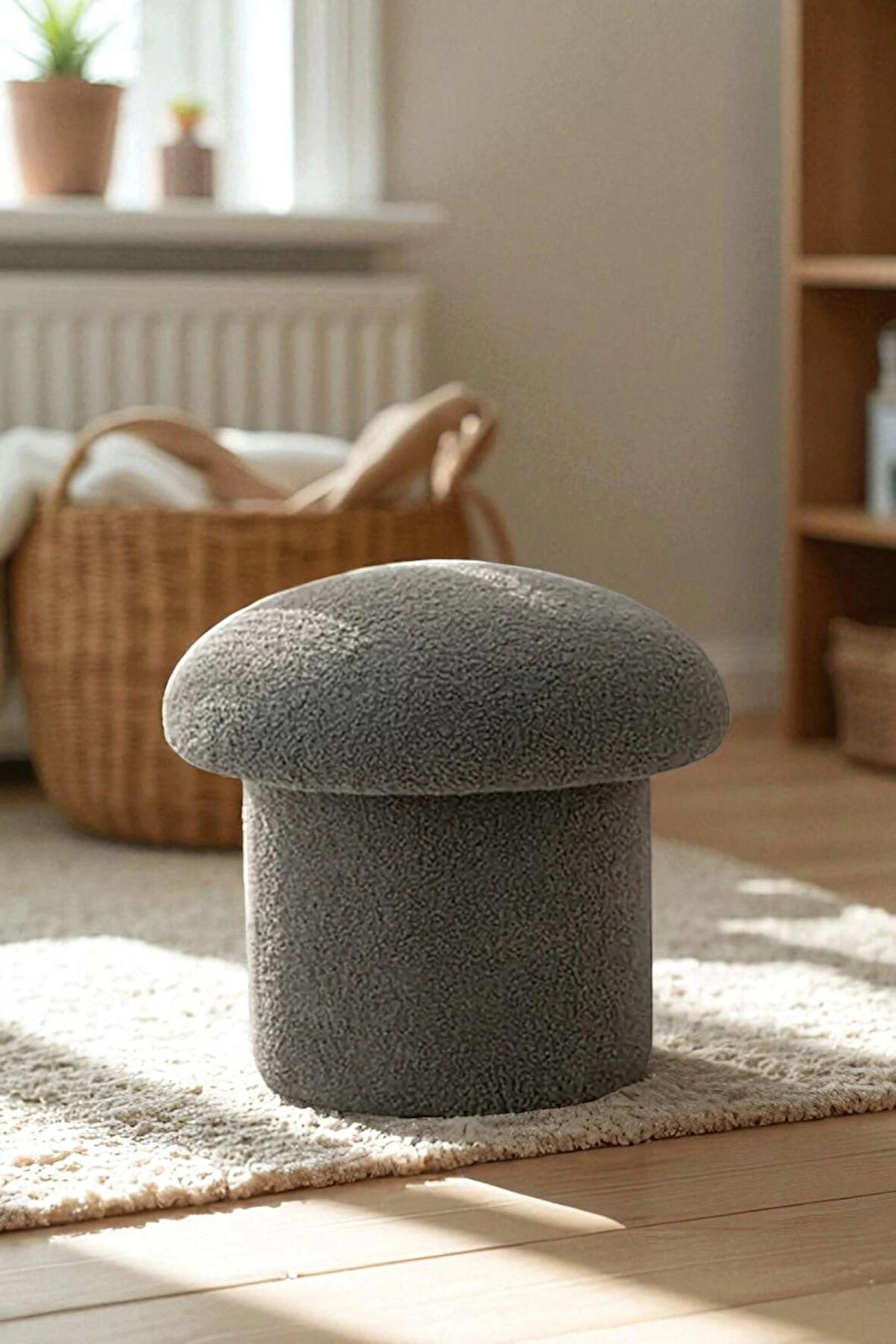 ASTRA Mantar Puf – Renkli Teddy Peluşlu Dekoratif Bench