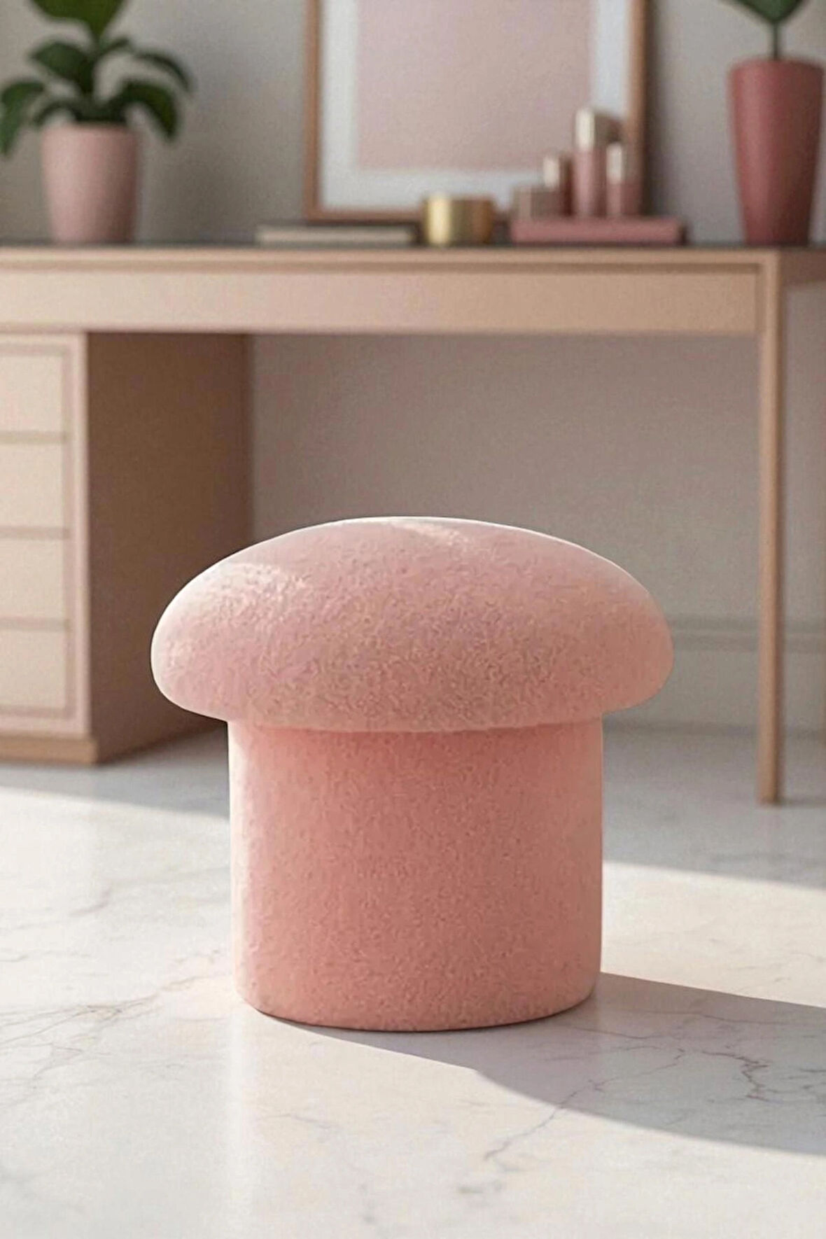 ASTRA Mantar Puf – Renkli Teddy Peluşlu Dekoratif Bench