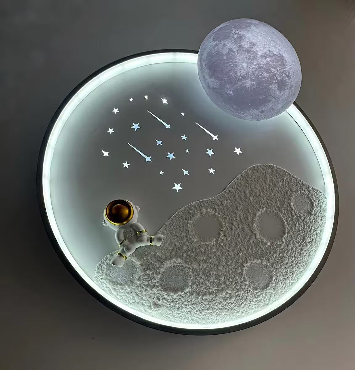 Astronot Ledli Kumandalı Tavan Avizesi 3 Işık Renk Tonu (Sarı, Beyaz ve Günışığı) Kumanda Ile Gece Modu