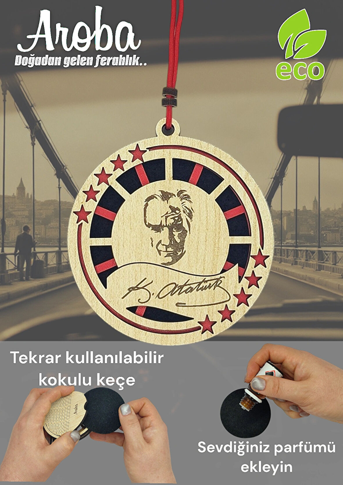 Araba Kokusu Atatürk Imza Tasarımlı Araç Içi Oto Kokusu