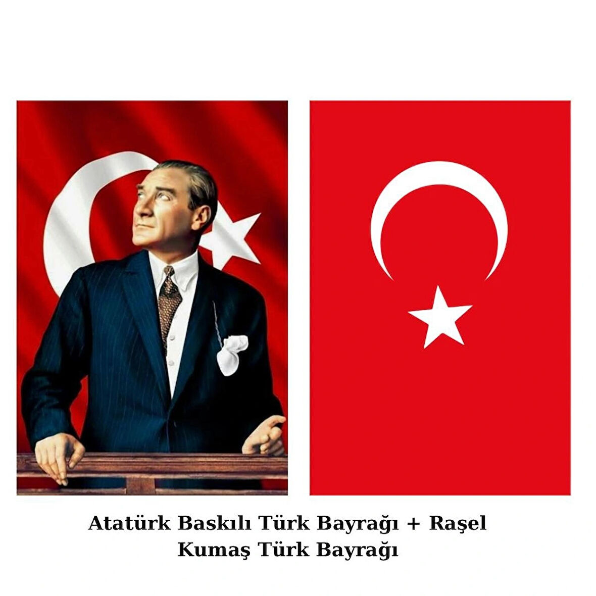  200x300 Cm Atatürk Baskılı Türk Bayrağı Ve Raşel Kumaş Türk Bayrağı