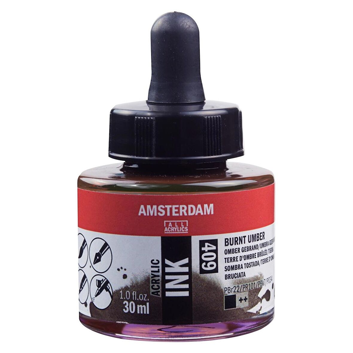 Amsterdam AMSTERDAM AKRİLİK MÜREKKEP : Acrylic Ink : 30ml : Burnt Umber 409