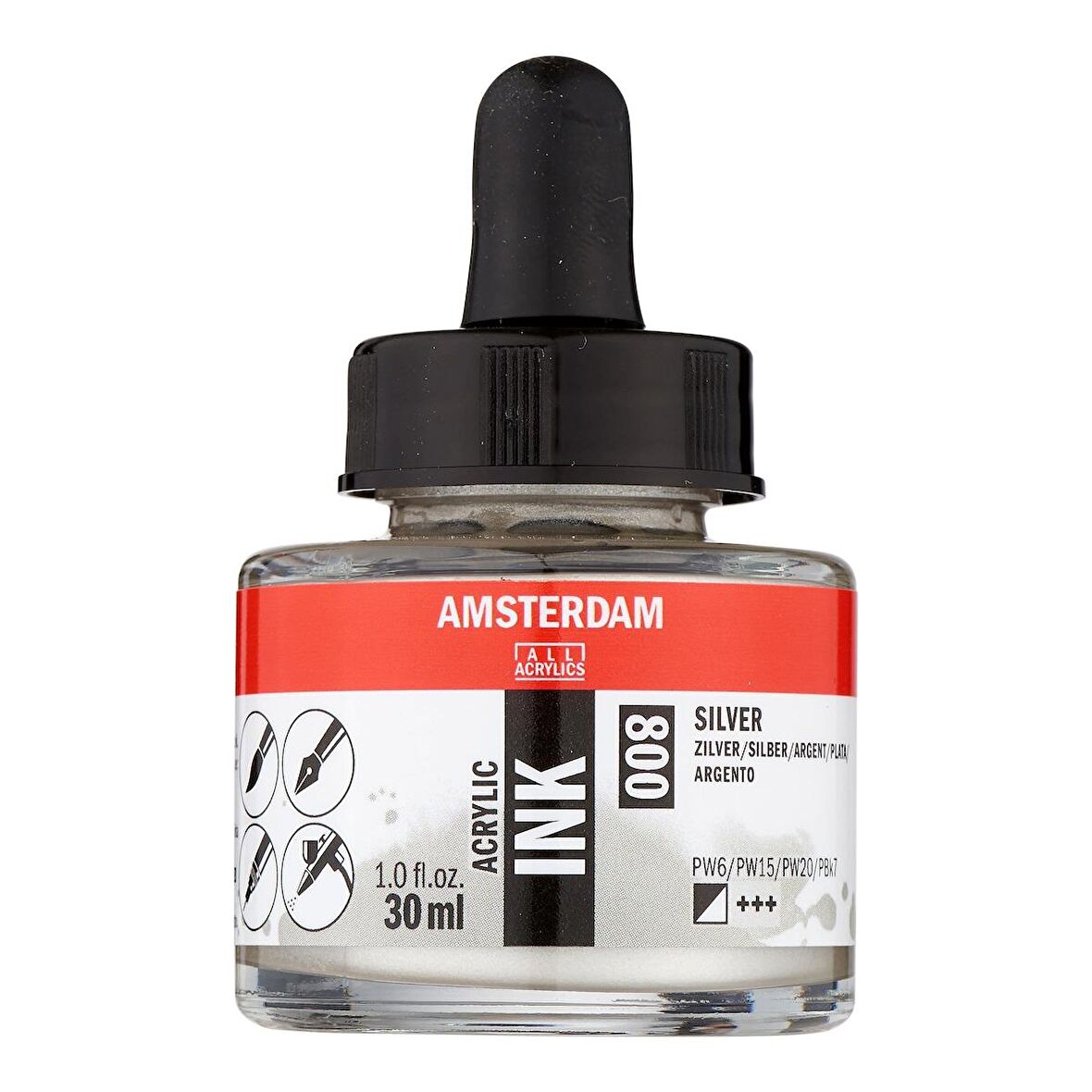 Amsterdam AMSTERDAM AKRİLİK MÜREKKEP : Acrylic Ink : 30ml : Silver 800