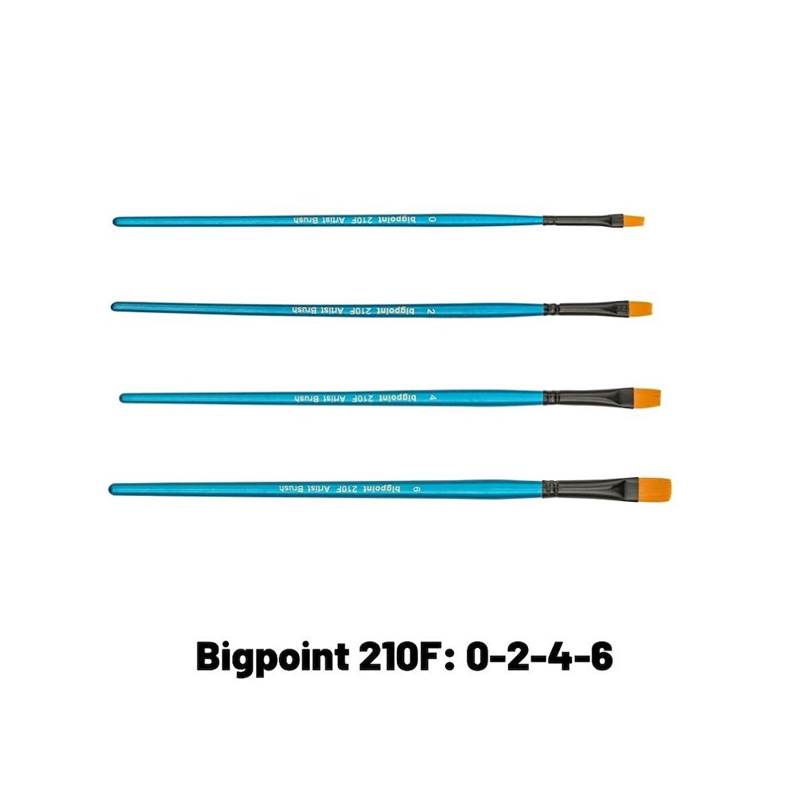 Bigpoint 210F Serisi Sentetik Kıl Düz Kesik Fırça 4'lü Set 0-2-4-6