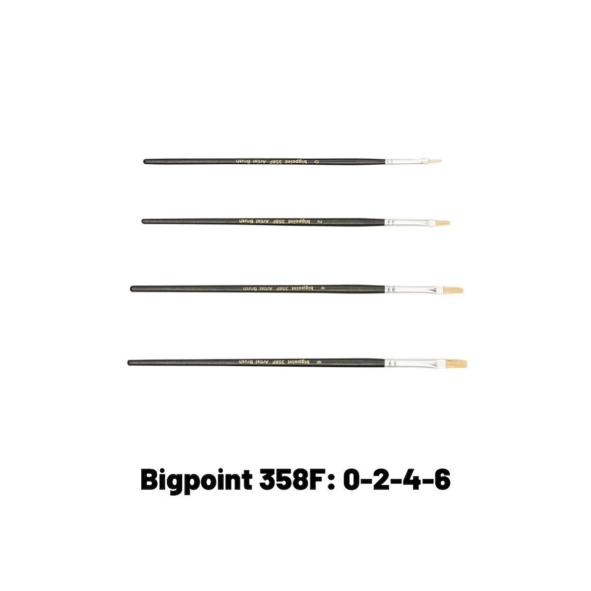 Bigpoint 358F Serisi Beyaz Doğal Kıl Düz Kesik Fırça 4'lü Set 0-2-4-6