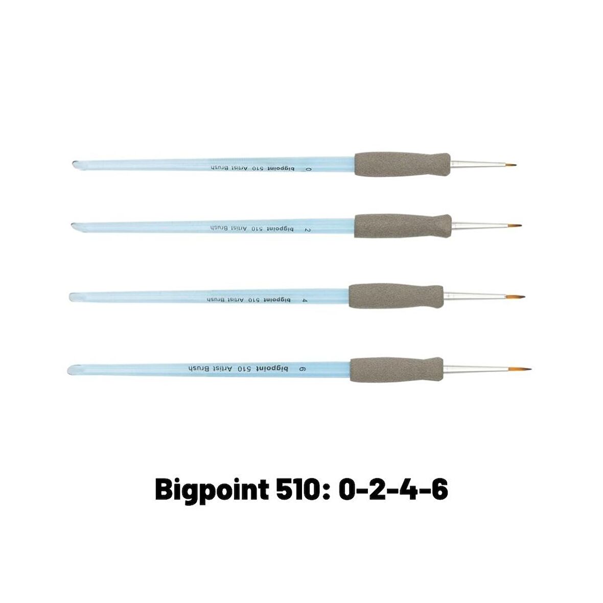 Bigpoint 510 Serisi Sentetik Kıl Akrilik Sap Yuvarlak Fırça 4'lü Set 0-2-4-6