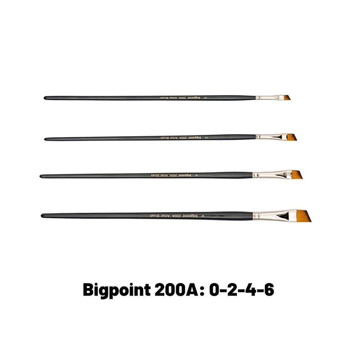 Bigpoint 200A Serisi Sentetik Kıl Yan Kesik Fırça 4'lü Set 0-2-4-6