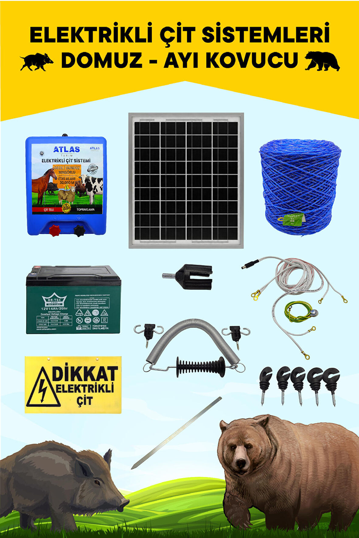 ATLAS ELEKTRİKLİ ÇİT 5 YIL GARANTİ 2000MT SET ÖMÜRLÜK ÜRÜN NO4