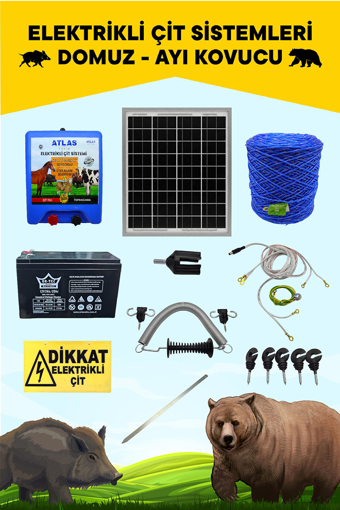 ATLAS EKONOMİK ELEKTRİKLİ ÇİT 5 YIL GARANTİ 1500MT SET ÖMÜRLÜK ÜRÜN NO3