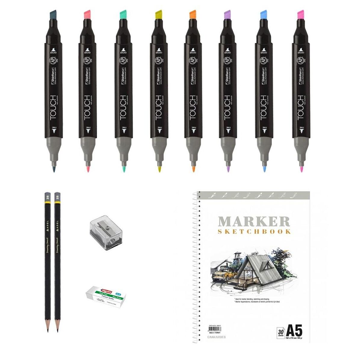 Shinhan Art Touch Twin Marker Pen : Çift Uçlu Marker Kalemi Çizim Seti 3