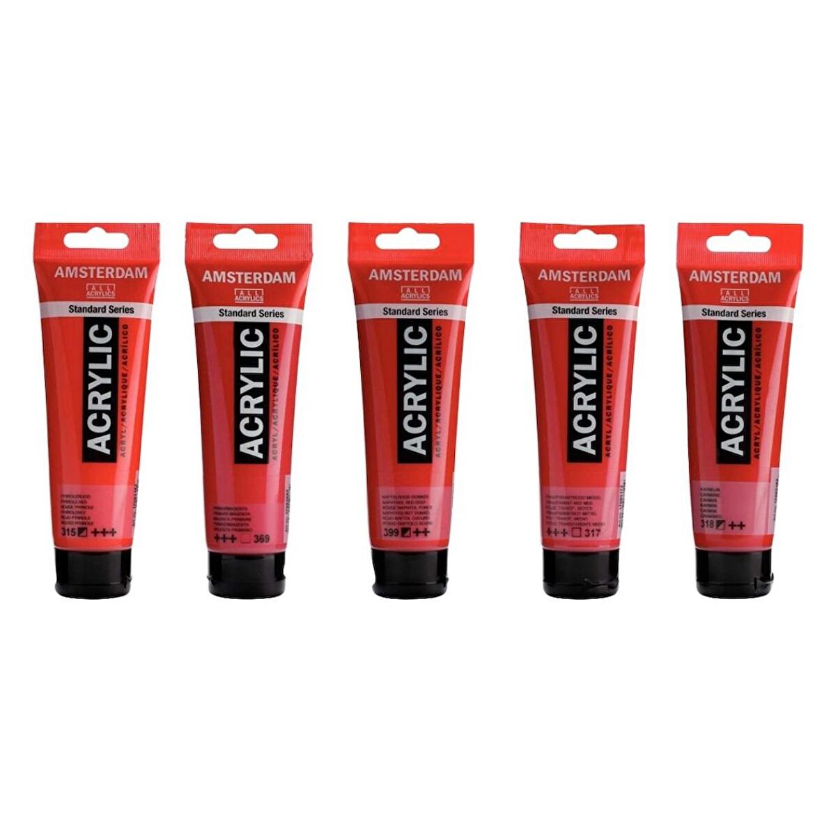Talens Amsterdam Akrilik Boya 120ml 5'li Set Kırmızı Tonu Renkleri