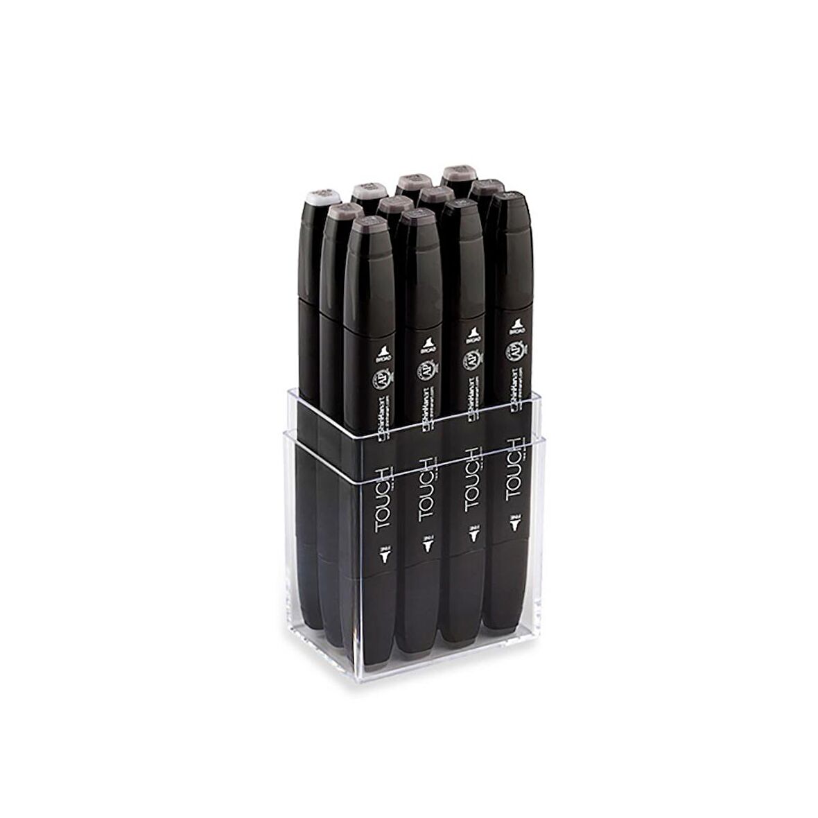 Shinhan Art Touch Twin Marker Pen : Çift Uçlu Marker Kalemi : 12Lİ SET SICAK GRİLER