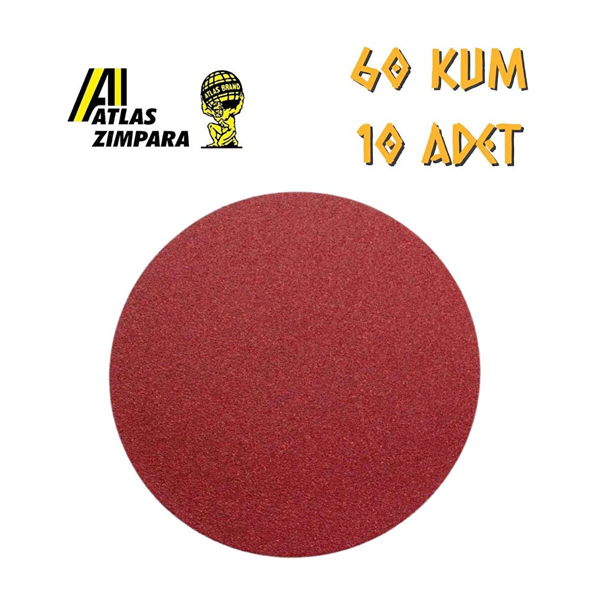 Atlas GT888 Yuvarlak Disk Cırt Zımpara 115 mm - P60 Kum - 10 Adet