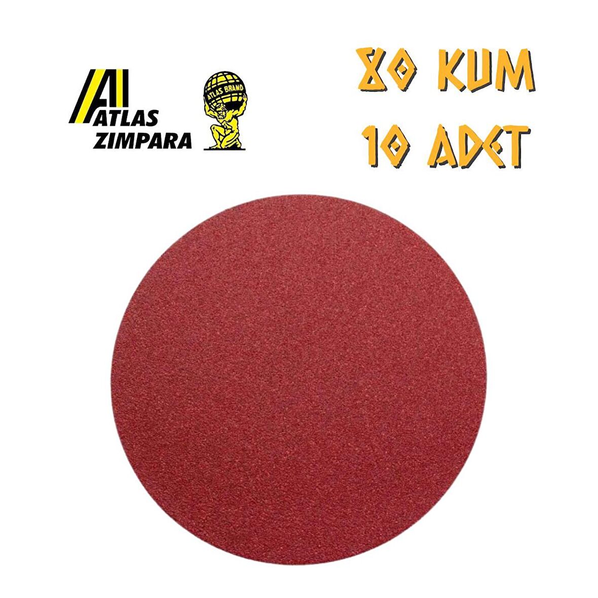 Atlas GT888 Yuvarlak Disk Cırt Zımpara 115 mm - P80 Kum - 10 Adet