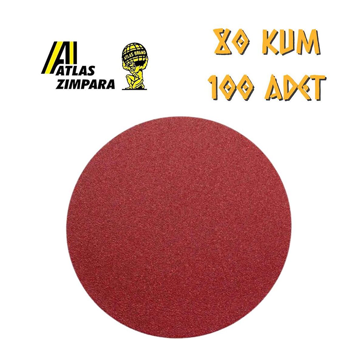 Atlas GT888 Yuvarlak Disk Cırt Zımpara 115 mm - P80 Kum - 100 Adet