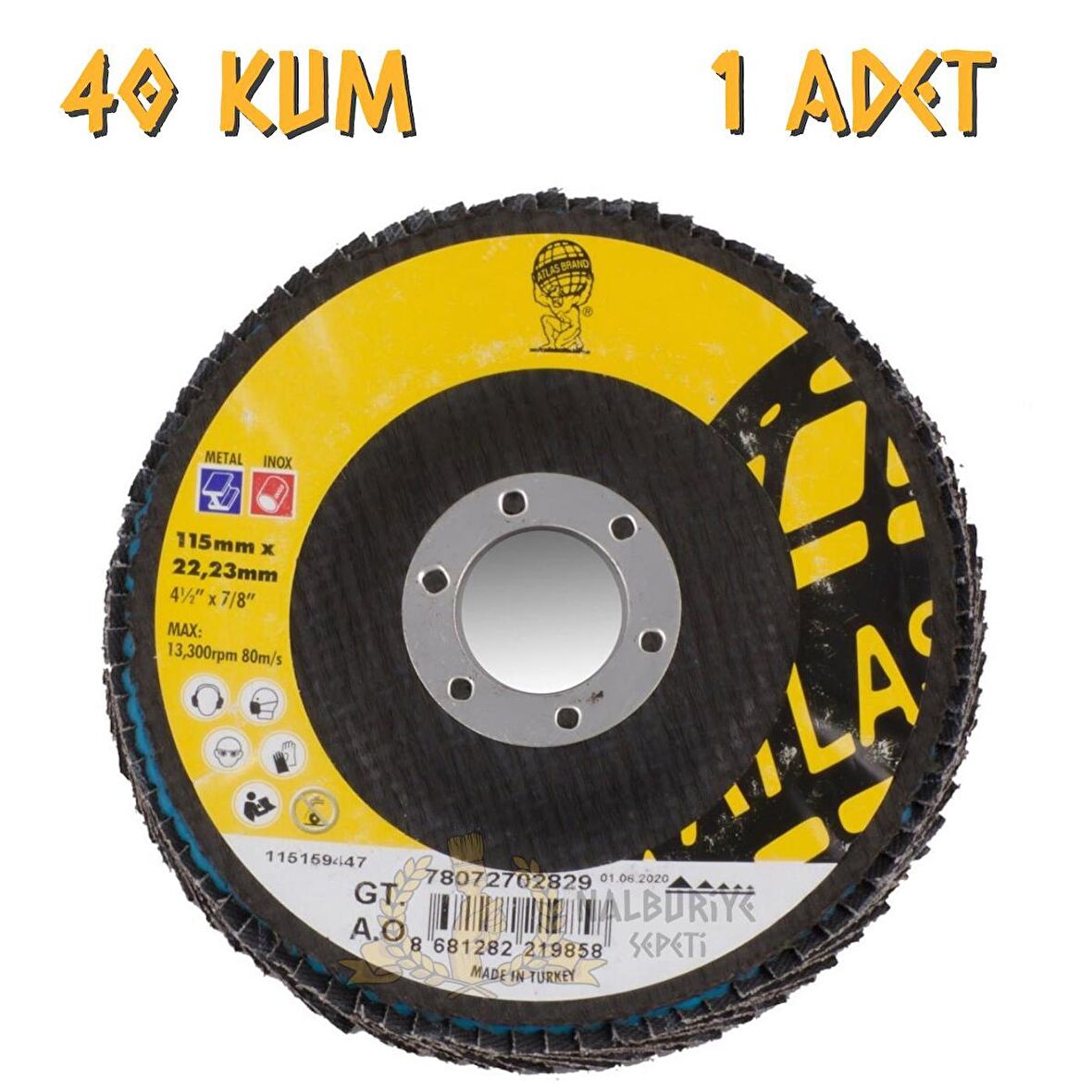 Atlas Katlı Flap Disk Yuvarlak Zımpara 115 mm - P40 Kum - 1 Adet