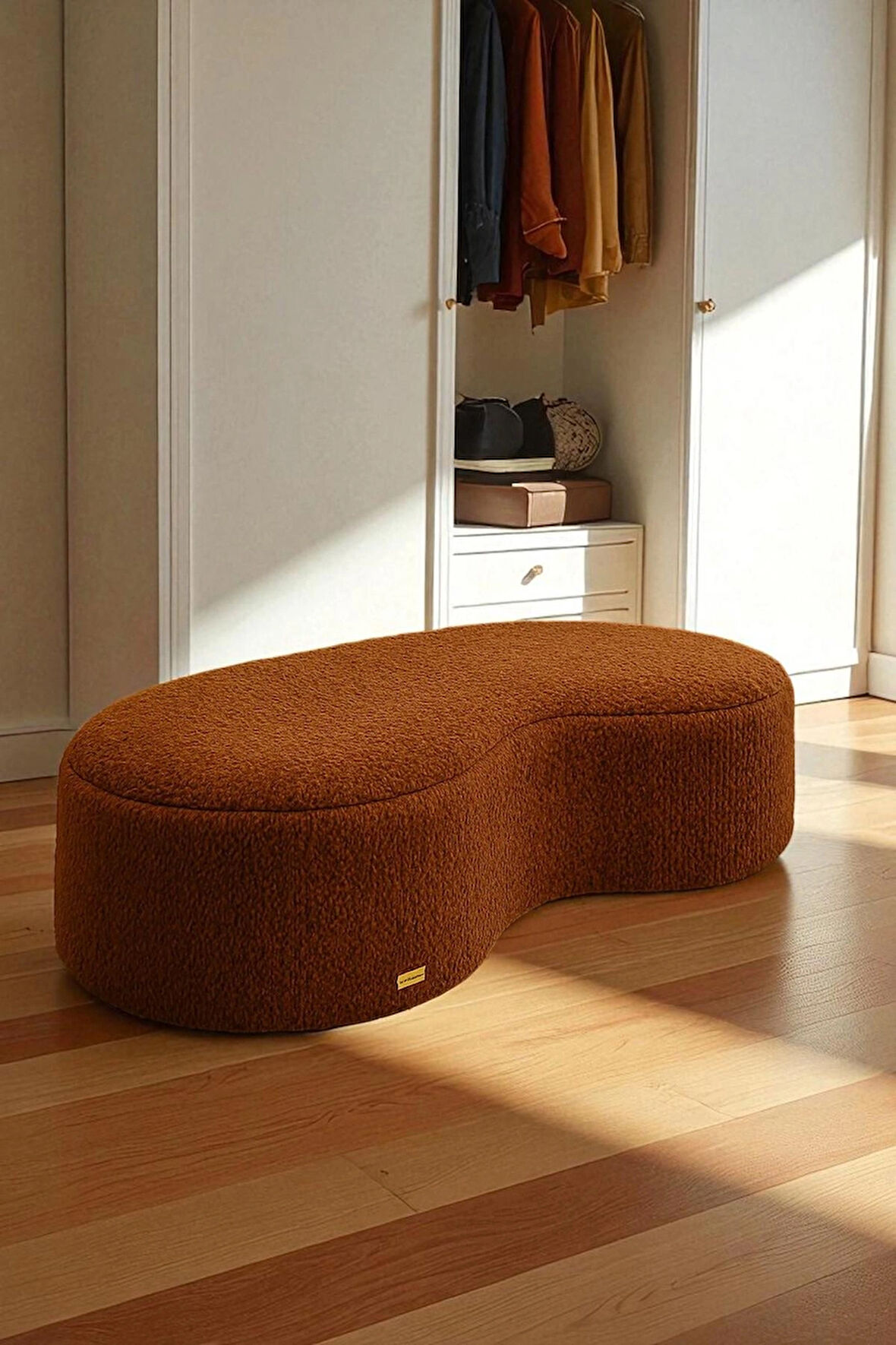AUREA Teddy Peluş Bulut Şekilli Puf – Yuvarlak Kenarlı Modern Oturma Pufu