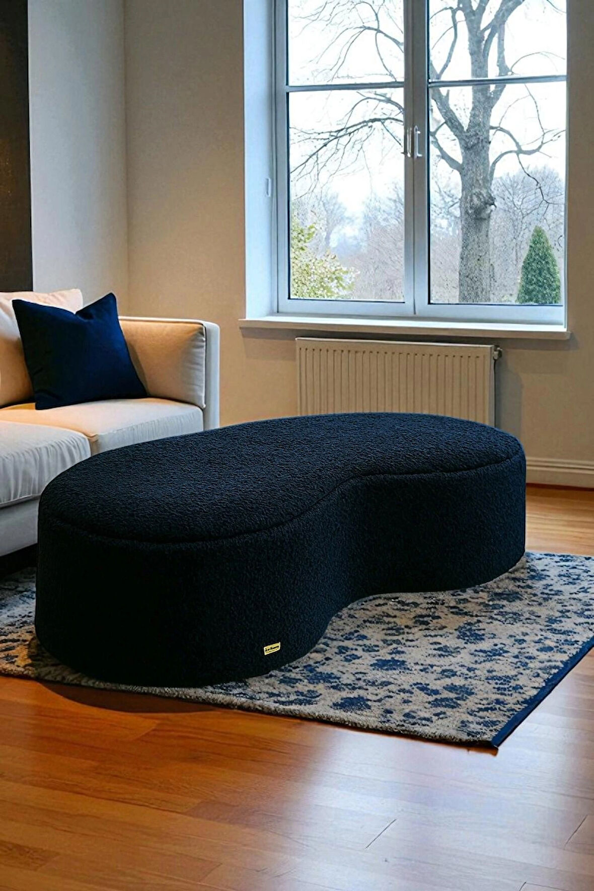 AUREA Teddy Peluş Bulut Şekilli Puf – Yuvarlak Kenarlı Modern Oturma Pufu