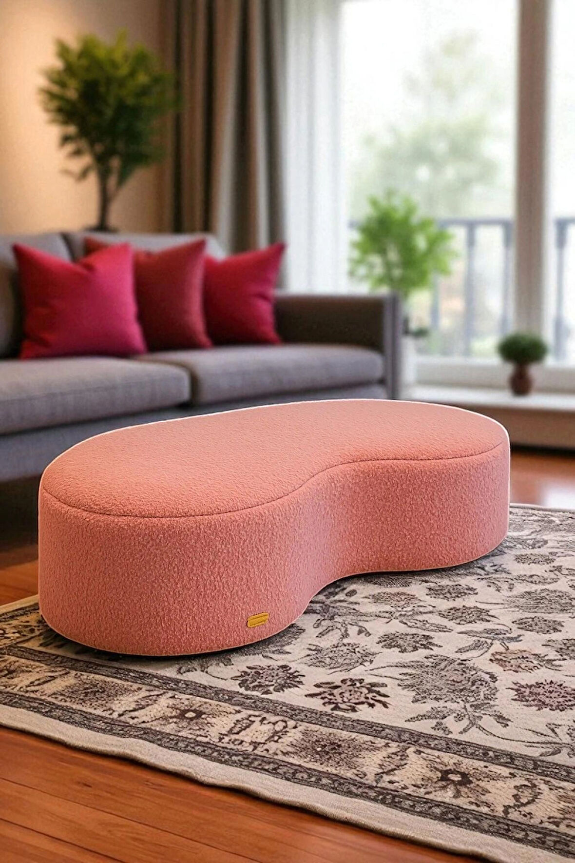 AUREA Teddy Peluş Bulut Şekilli Puf – Yuvarlak Kenarlı Modern Oturma Pufu