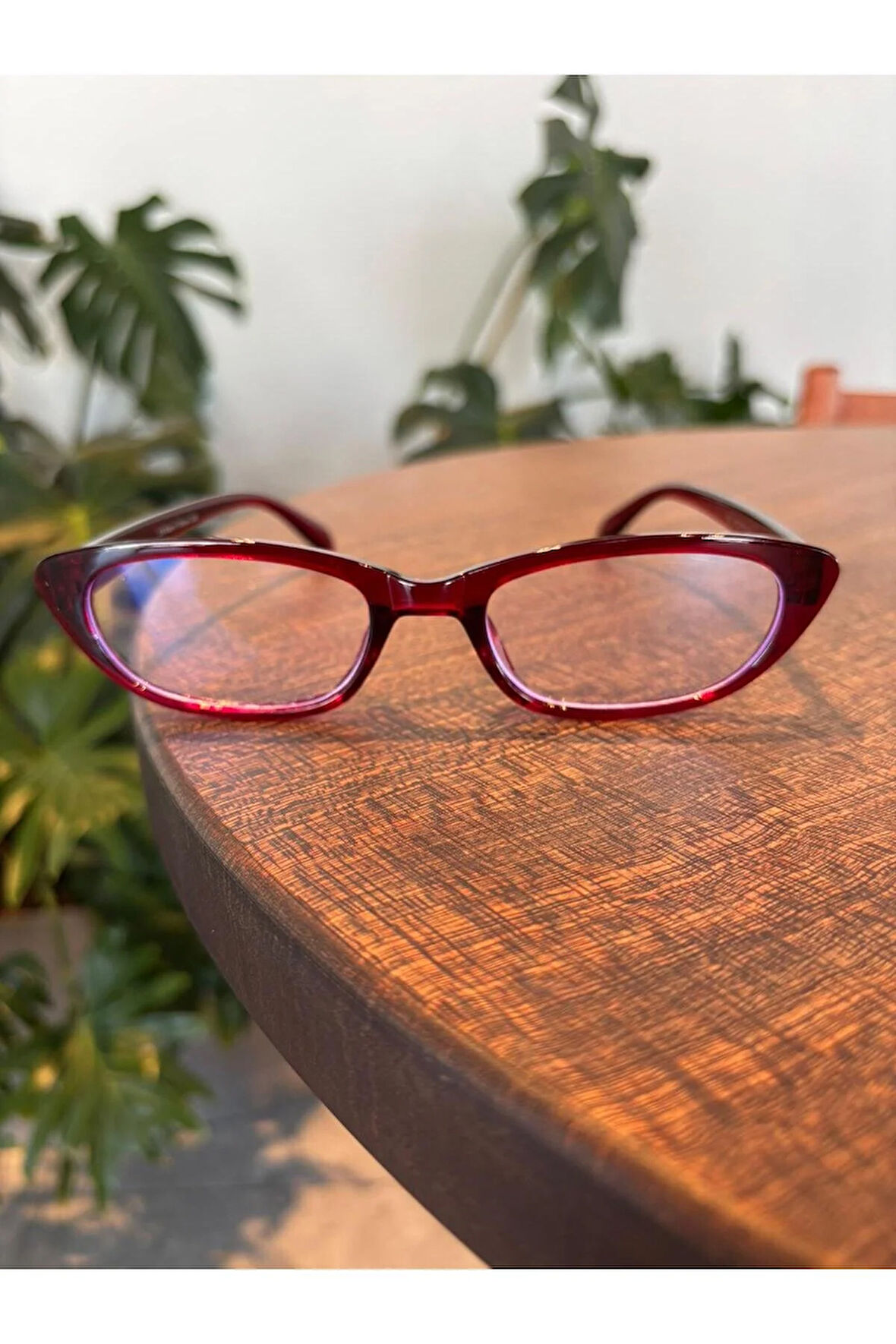 Aventino Bordo Cat Eye Küçük Çekik minik Retro Mavi Işık Korumalı Gözlük Ekran okuma Gözlüğü